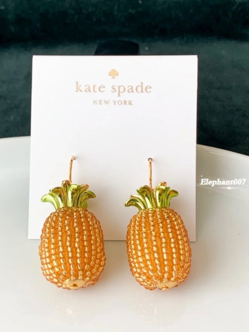 Kate Spade New York Pineapple Statement Drop Earrings Gold Tone